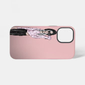 ピンクの背景と可愛い女の子 iPhoneケース (裏面横)