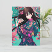 ピンクの背景と夕焼けの少女 招待状 (スタンド正面)