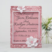 ピンクの背景と白いフレームに白い花 セーブザデート (スタンド正面)