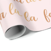 ピンクの背景と金ゴールドFa La La ラッピングペーパー (ロールコーナー)
