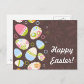 ピンクの背景にイースターエッグ シーズンポストカード (正面/裏面)