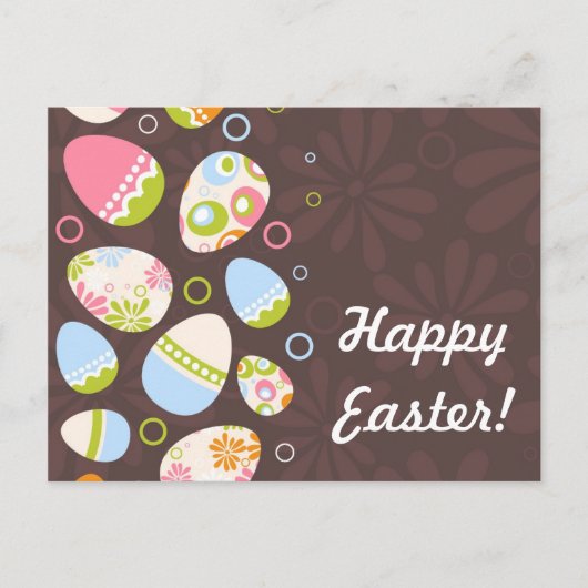 ピンクの背景にイースターエッグ シーズンポストカード (正面)