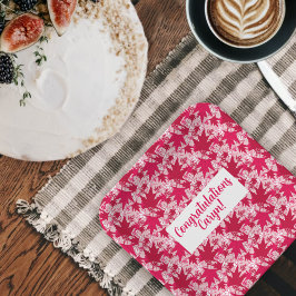 ピンクの背景にカエルの葉の紙皿 ペーパープレート