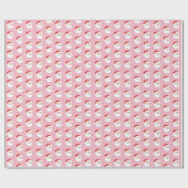 ピンクの背景にサンタと雪の結晶クリスマス ラッピングペーパー (フラット)