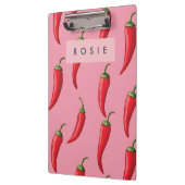 ピンクの背景にスパイシーな赤い唐辛子パターン クリップボード (左)