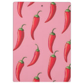 ピンクの背景にスパイシーな赤い唐辛子パターン クリップボード (裏面)