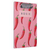 ピンクの背景にスパイシーな赤い唐辛子パターン クリップボード (右)