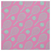 💗🤩🎾ピンクの背景にテニスラケット ファブリック (見本)