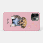 ピンクの背景にハートと可愛いコーギーの子犬 Case-Mate iPhoneケース (裏面(横))