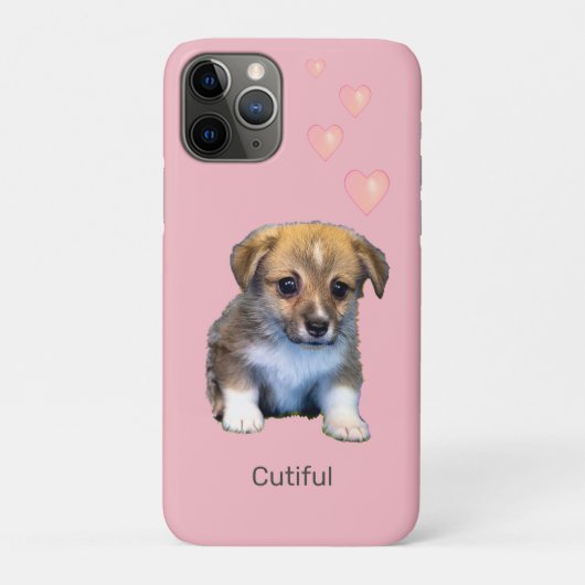 ピンクの背景にハートと可愛いコーギーの子犬 Case-Mate iPhoneケース (裏)