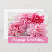 ピンクの背景にピンクのカーネーション ポストカード (正面/裏面)