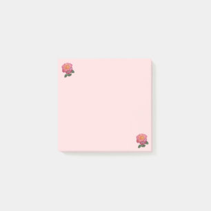 ピンクの背景にピンクのバラの花 ポストイット