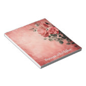 ピンクの背景にピンクのバラ ノートパッド (アングル)