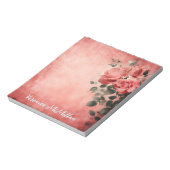 ピンクの背景にピンクのバラ ノートパッド (回転)