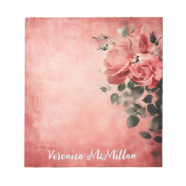 ピンクの背景にピンクのバラ ノートパッド