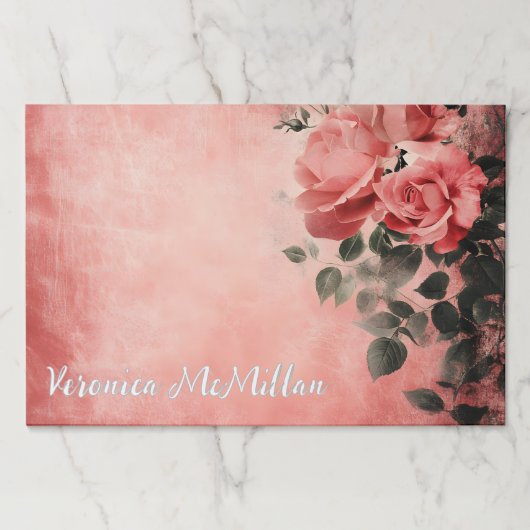 ピンクの背景にピンクのバラ ペーパーパッド (正面)