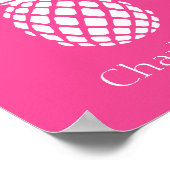 ピンクの背景にホワイトパイナップル Preppy ポスター (角)