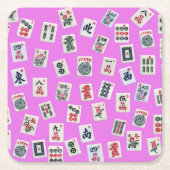 ピンクの背景にマジョグタイル スクエアペーパーコースター (正面)