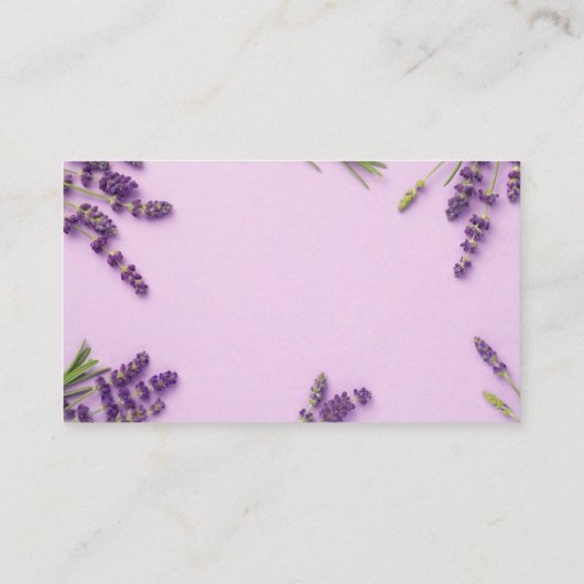 ピンクの背景にラベンダーの花が咲く 名刺 (裏面)