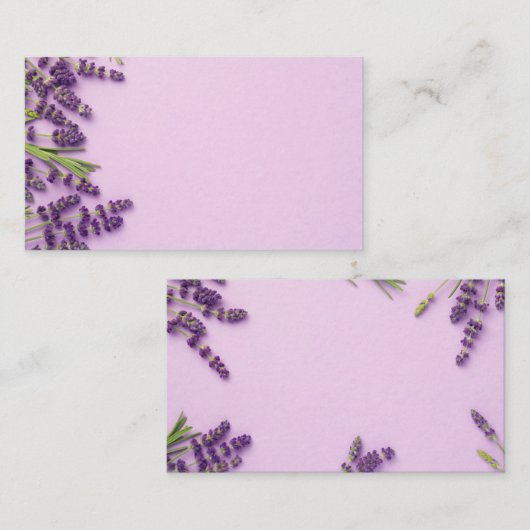 ピンクの背景にラベンダーの花が咲く 名刺 (正面/裏面)