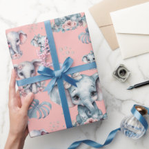 ピンクの背景に可愛い象のプリント