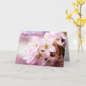 ピンクの背景に対するピンクの桜の束 カード (黄色い花)