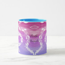 ピンクの背景に抽象芸術リーフデザインを呼吸する マグカップ