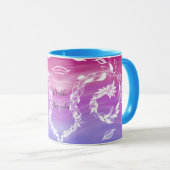 ピンクの背景に抽象芸術リーフデザインを呼吸する マグカップ (正面右)