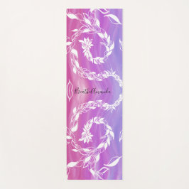 ピンクの背景に抽象芸術リーフデザインを呼吸する ヨガマット