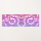 ピンクの背景に抽象芸術リーフデザインを呼吸する ヨガマット (正面(横))