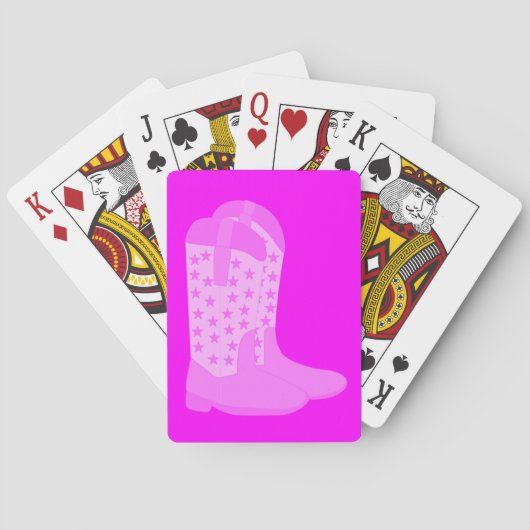 ピンクの背景に星を付けたカウボーイブーツ トランプ (裏面)
