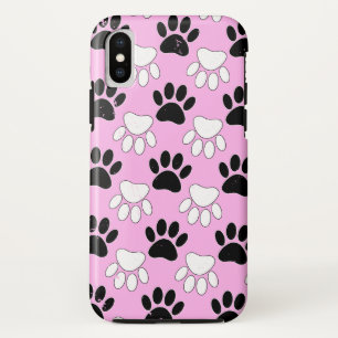 ピンクの背景に犬の足を踏む iPhone X ケース