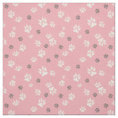  ピンクの背景に犬の足跡が付く ファブリック (見本)