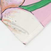 ピンクの背景に白いユリイラストレーション フリースブランケット (角)