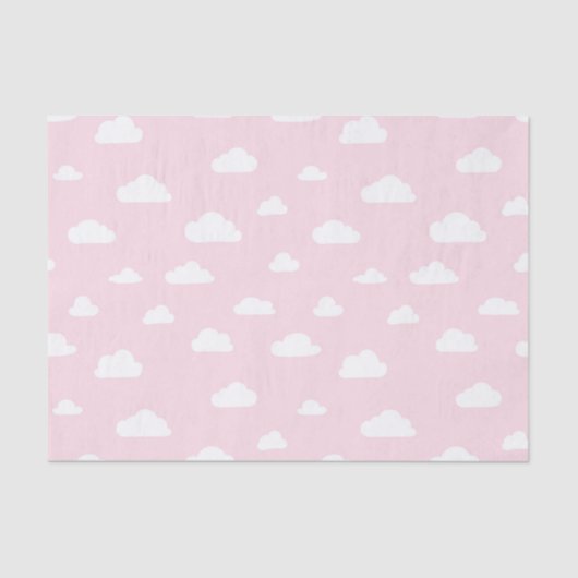 ピンクの背景に白い漫画の雲が描かれている 薄葉紙 (正面)