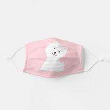 ピンクの背景に白い犬