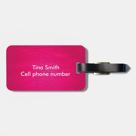 ピンクの背景に美しいヤシの木 ラゲッジタグ (裏面横)