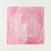 ピンクの背景に美しい曼荼羅タペストリー タペストリー (正面)