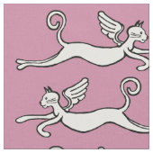 ピンクの背景に翼を持つ猫 ファブリック (クローズアップ)