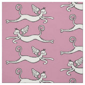 ピンクの背景に翼を持つ猫 ファブリック (見本)