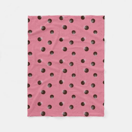 ピンクの背景に花が付いた点 フリースブランケット (正面)