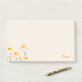 ピンクの背景に花のイラストが可愛い名入れデザイン ポストイット (デスク)