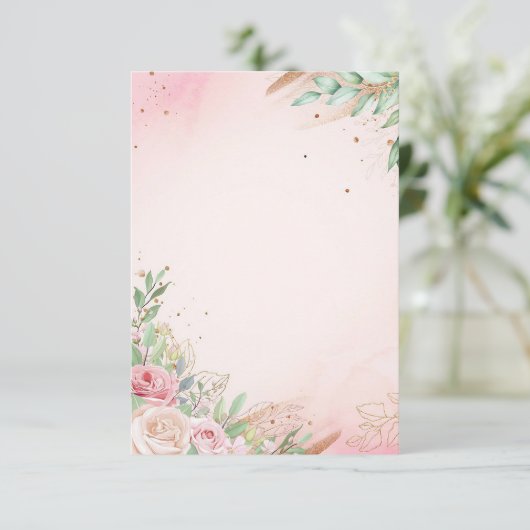 ピンクの背景に花 招待状 (スタンド正面)