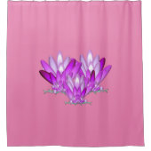 ピンクの背景に蓮の花ピンク シャワーカーテン (正面)