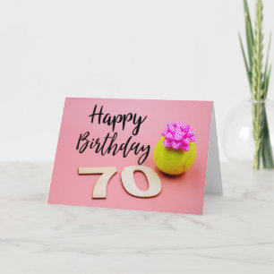 ピンクの背景に誕生日70番目のテニスカード カード
