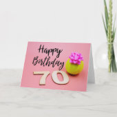 ピンクの背景に誕生日70番目のテニスカード カード (正面)