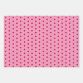 ピンクの背景に赤い水玉 ラッピングペーパーシート (正面2)