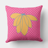 ピンクの背景に金色の花と白いドット アウトドアクッション (裏面)