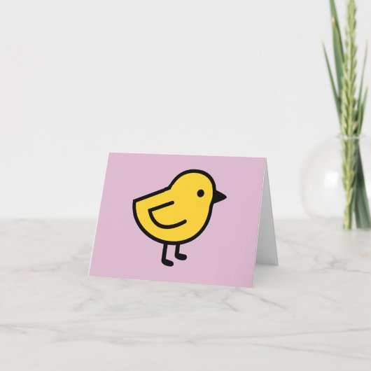 ピンクの背景に黄色いひよこ サンキューカード (正面)