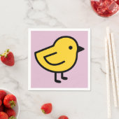 ピンクの背景に黄色いひよこ スタンダードカクテルナプキン (インサイチュ)